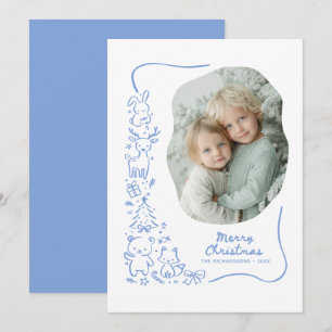 Cute Winter Woodland Christmas Greeting Photo Holiday Card