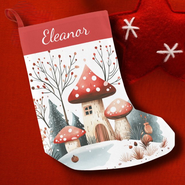 Cute Winter Woodland Personalized Small Christmas Stocking (Creator Uploaded)