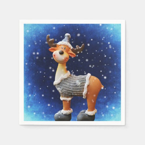 Cute Wintry Moose  Napkins