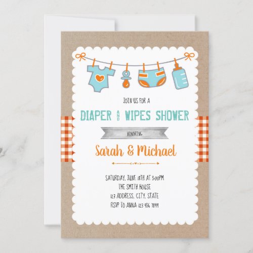 Cute wipe diaper party invitation