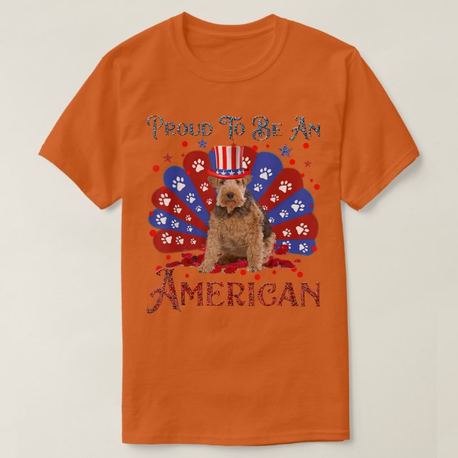 Cute Wire Fo Terrier American Flag Lover Happy 4th T-Shirt (Design Front)