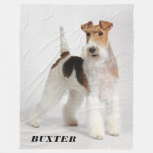 Cute Wire Fox Terrier Dog Photo Fleece Blanket