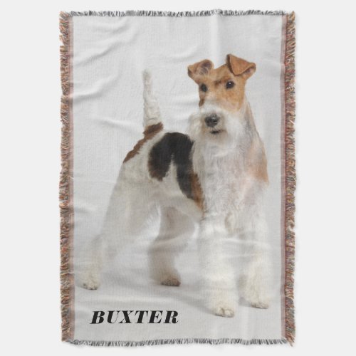 Cute Wire Fox Terrier Dog Photo Throw Blanket