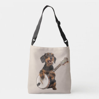 Cute Wire-Haired Dachshund Plays Banjo Crossbody Bag
