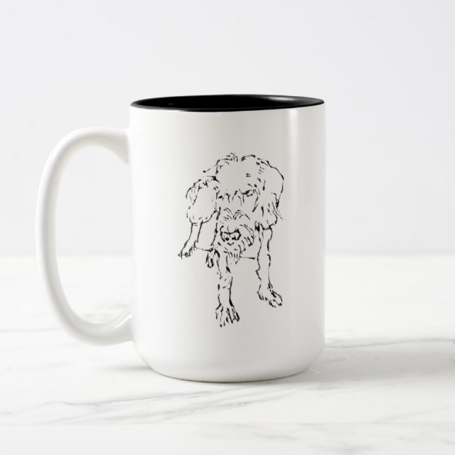 Cute Wire Haired Dachshund Puppy Dog Coffee Two-Tone Coffee Mug (Left)