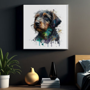 Cute Wire Haired Dachshund Puppy Watercolor Acrylic Print