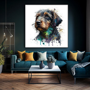 Cute Wirehaired Dachshund Puppy Watercolor Art Canvas Print
