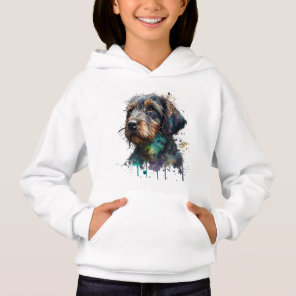 Cute Wirehaired Dachshund Puppy Watercolor Art Hoodie