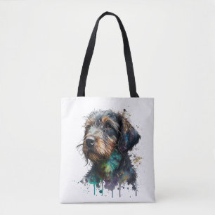 Cute Wirehaired Dachshund Puppy Watercolor Art Tot Tote Bag