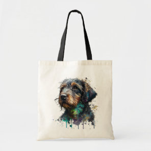 Cute Wirehaired Dachshund Puppy Watercolor Art Tote Bag
