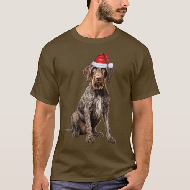 Cute Wirehaired Pointer Dog Lover Funny Christmas T-Shirt (Front)