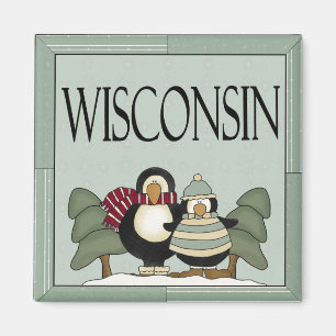 Cute Wisconsin Penguin Magnet Gift