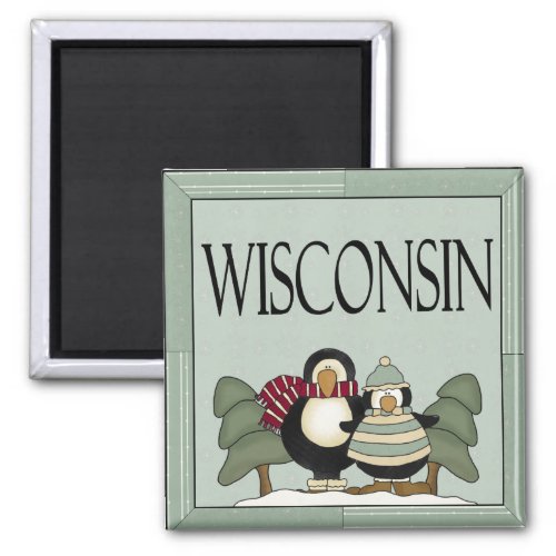 Cute Wisconsin Penguin Magnet Gift