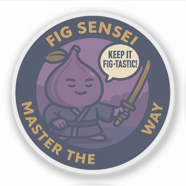 Cute Wisdom Fig Japanese Sensei Sticker (Front)