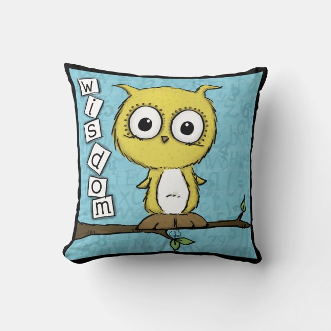 Cute Wisdom Owl Throw Pillow (Front)