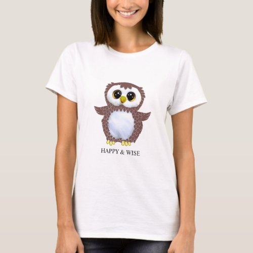 Cute wise brown owl T_Shirt