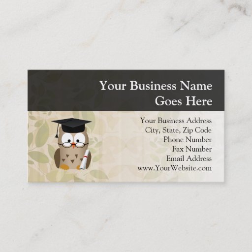 Customizable Cute Wise Owl Graduate Business Card Template