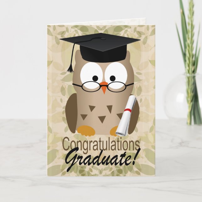 Cute Wise Owl Graduate Card (Front)