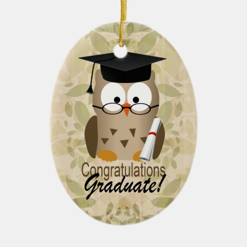 Cute Wise Owl Graduate Ceramic Ornament