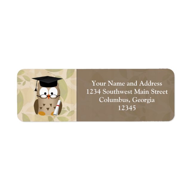 Cute Wise Owl Graduate Label (Front)