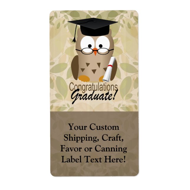 Cute Wise Owl Graduate Label (Front)