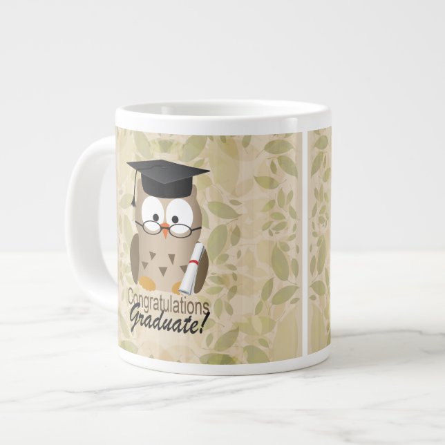 Cute Wise Owl Graduate Large Coffee Mug (Front Left)