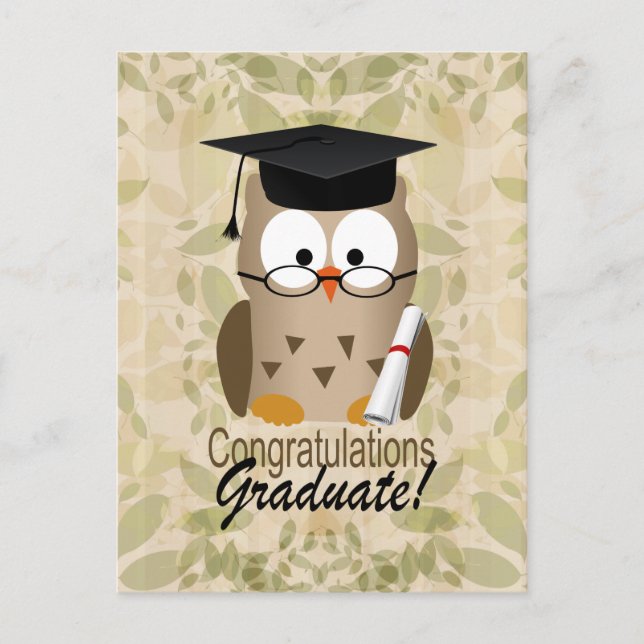 Cute Wise Owl Graduate Postcard (Front)