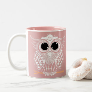 Funny Cute Pink Owl Pattern Travel Mug