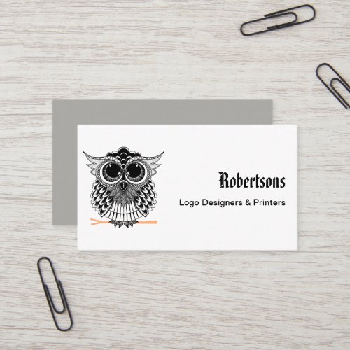 Cute Wise Owl Mandala Doodle Henna Pattern Business Card