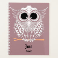 Cute Wise Owl Mandala Doodle Henna Pattern Planner