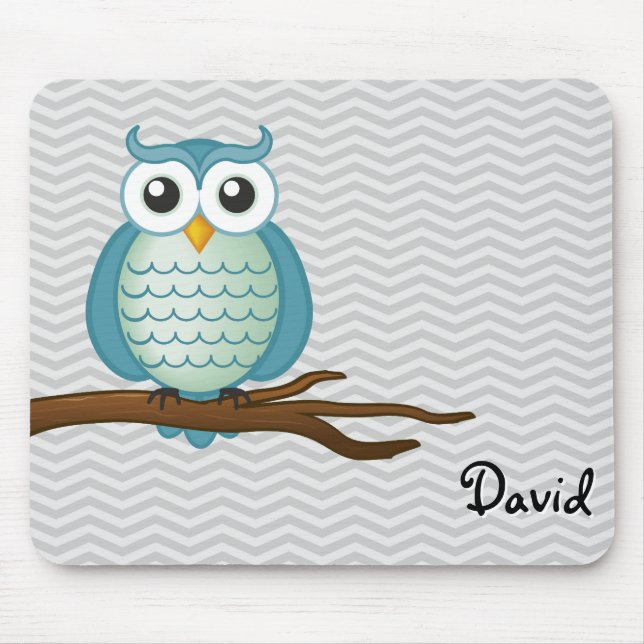 Cute Wise Owl | Personalizable Mouse Pad (Front)
