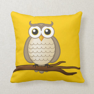 Cute Wise Owl Throw Pillow