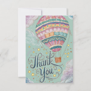 Cute Wishes Hot Air Balloon Thank You Card