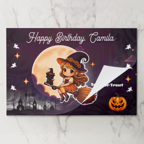 Cute Witch and Black Cat Halloween Notepad Paper Pad