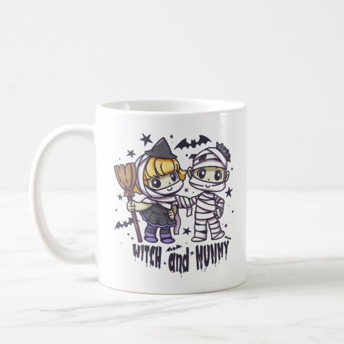 Cute Witch and Mummy  Coffee Mug