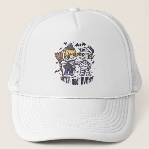 Cute Witch and Mummy Trucker Hat