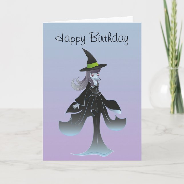Cute Witch Birthday Card (Front)