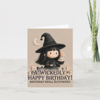 Cute Witch Birthday Greeting Design with Cupcake Holiday Card