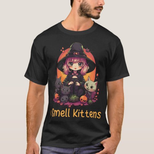 Cute Witch Black Cat Halloween Costume Girls I Sme T_Shirt