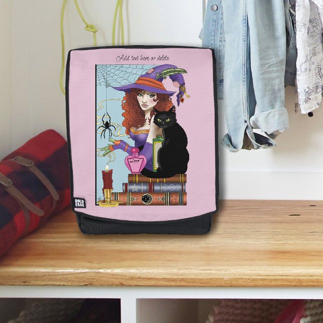 Cute Witch Black Cat Pink Potions Books Backpack (Creator Uploaded)