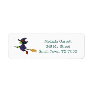 Cute Witch Broom Halloween Custom Label