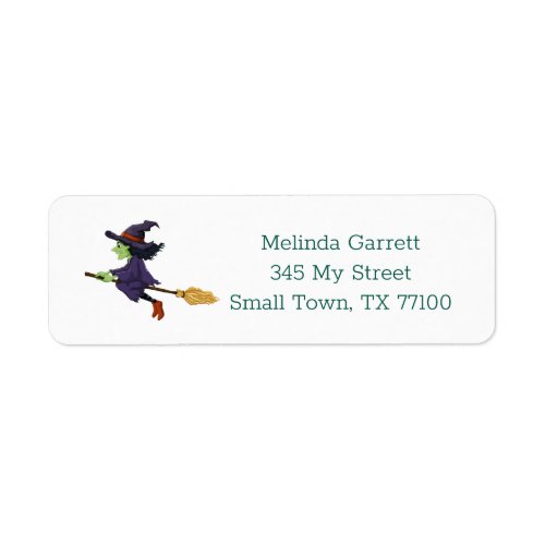 Cute Witch Broom Halloween Custom Label