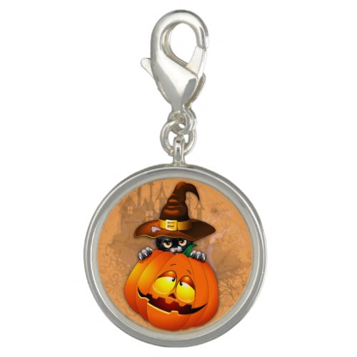 Cute Witch Cat and Pumpkin Halloween Friends Charm