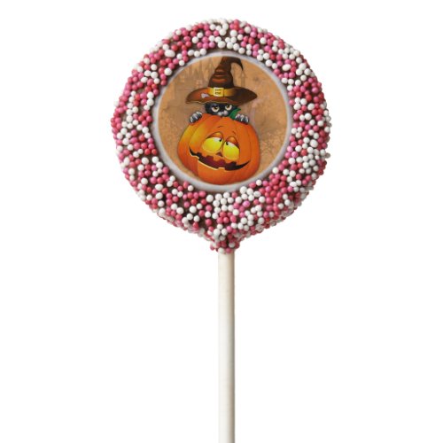 Cute Witch Cat and Pumpkin Halloween Friends Chocolate Covered Oreo Pop