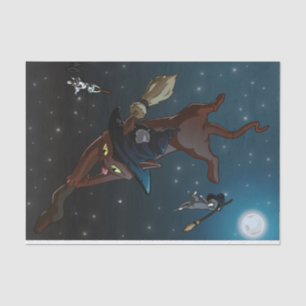 Cute Witch Cat Apprentices Illustration Tissue Paper