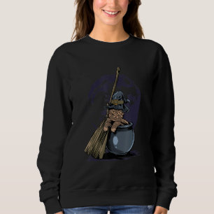 Cute Witch Cat Halloween Full Moon Kitty Cat  Cat  Sweatshirt