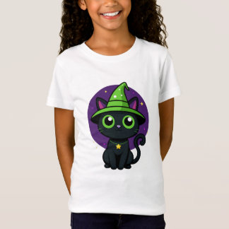 Cute Witch Cat Halloween T-Shirt - Kids