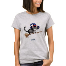 Cute Witch Cat on Broom – Adorable Flying Kitty