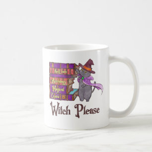 Cute Witch Cat with Books – “Witch Please” Coffee Mug