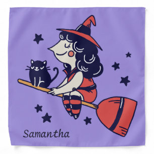 Cute Witch custom name Halloween bandana